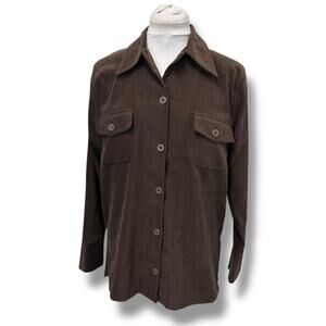 Bill Blass Jeanswear Women’s Button Down Moleskin Shirt VTG Stretch Brown M